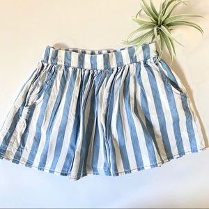 Zara washed denim striped skirt